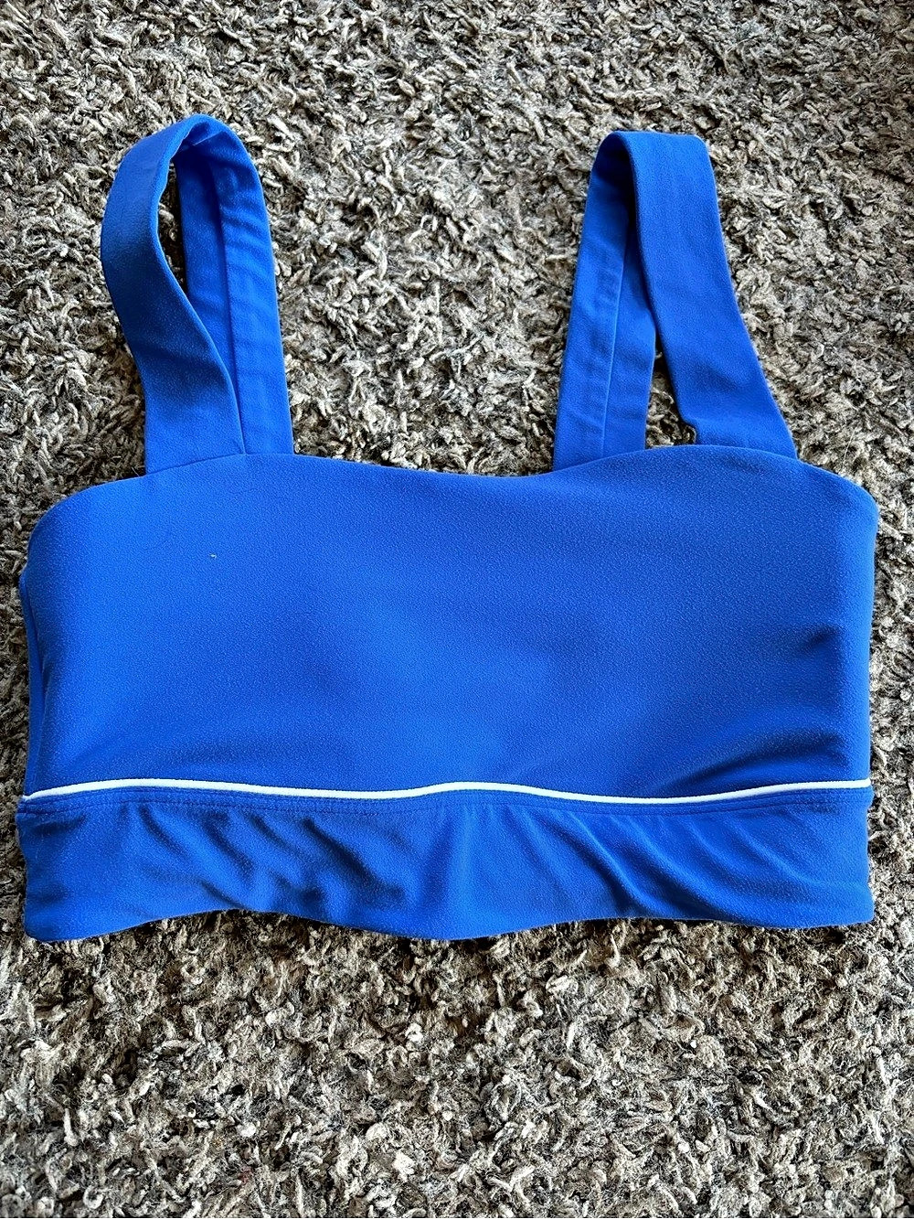 All in Motion Everyday Soft Light Support Piped Midline Sports Bra Blue Small